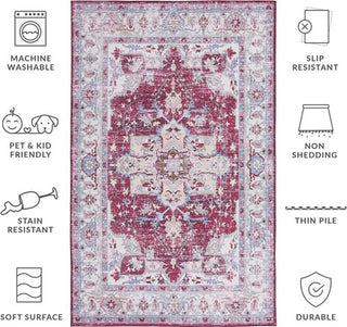 Safavieh Tucson TSN106 Burgundy / Beige Machine Washable Area Rug