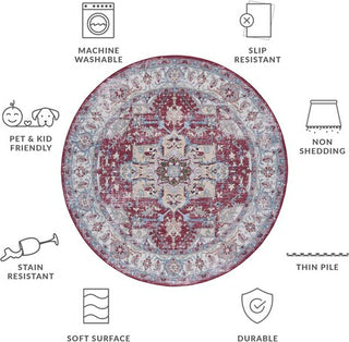 Safavieh Tucson TSN106 Burgundy / Beige Machine Washable Area Rug