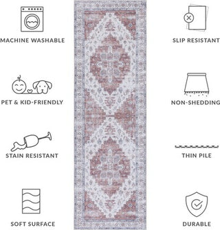 Safavieh Tucson TSN109 Ivory / Rust Machine Washable Area Rug