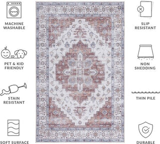 Safavieh Tucson TSN109 Ivory / Rust Machine Washable Area Rug