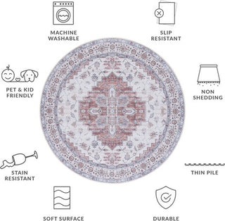 Safavieh Tucson TSN109 Ivory / Rust Machine Washable Area Rug