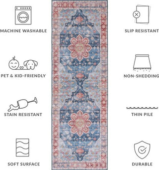 Safavieh Tucson TSN110 Blue / Rust Machine Washable Area Rug