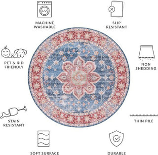 Safavieh Tucson TSN110 Blue / Rust Machine Washable Area Rug