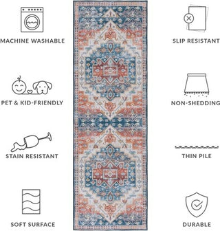 Safavieh Tucson TSN116 Blue / Rust Machine Washable Area Rug