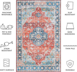 Safavieh Tucson TSN119 Rust / Blue Machine Washable Area Rug