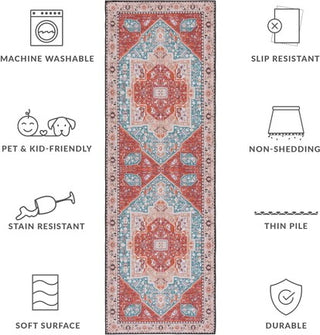 Safavieh Tucson TSN120 Aqua / Rust Machine Washable Area Rug