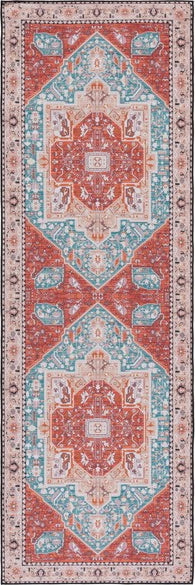 Safavieh Tucson TSN120 Aqua / Rust Machine Washable Area Rug