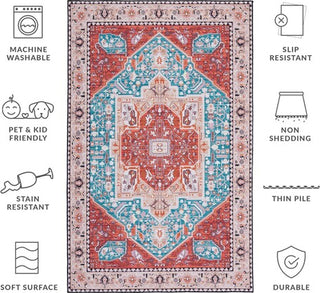 Safavieh Tucson TSN120 Aqua / Rust Machine Washable Area Rug