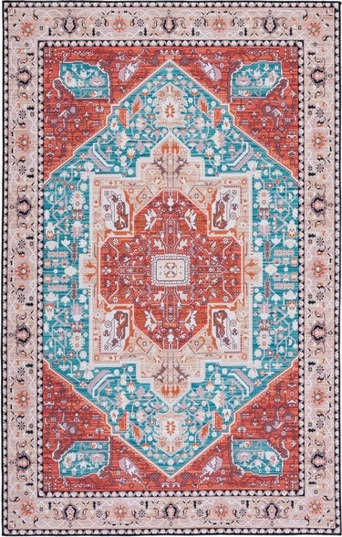 Safavieh Tucson TSN120 Aqua / Rust Machine Washable Area Rug