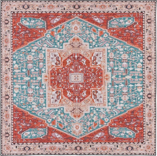 Safavieh Tucson TSN120 Aqua / Rust Machine Washable Area Rug