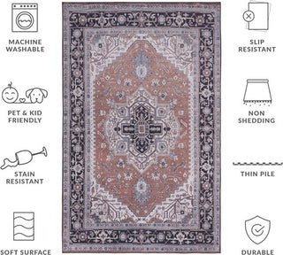 Safavieh Tucson TSN128 Rust / Navy Machine Washable Area Rug