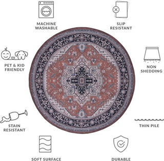 Safavieh Tucson TSN128 Rust / Navy Machine Washable Area Rug