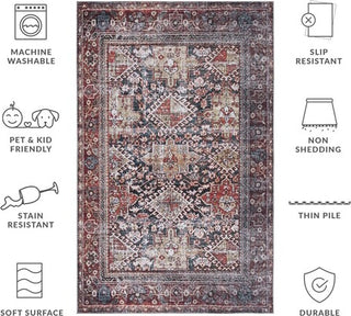 Safavieh Tucson TSN130 Navy / Rust Machine Washable Area Rug