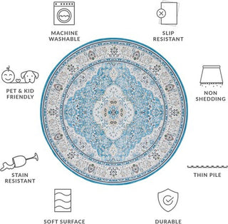 Safavieh Tucson TSN136 Turquoise / Beige Machine Washable Area Rug