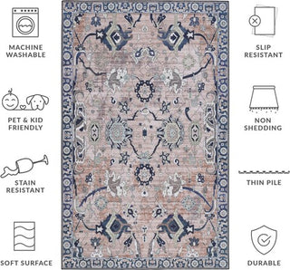 Safavieh Tucson TSN149 Light Blue / Navy Machine Washable Area Rug