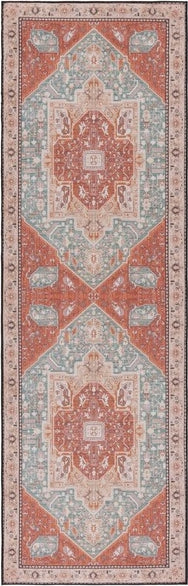 Safavieh Tucson TSN150 Aqua / Rust Machine Washable Area Rug