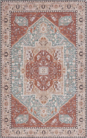 Safavieh Tucson TSN150 Aqua / Rust Machine Washable Area Rug