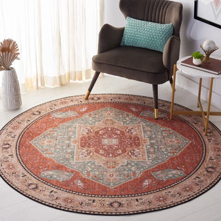 Safavieh Tucson TSN150 Aqua / Rust Machine Washable Area Rug