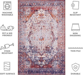 Safavieh Tucson TSN151 Beige / Red Machine Washable Area Rug