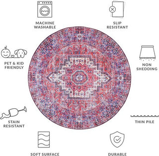 Safavieh Tucson TSN198 Red / Blue Machine Washable Area Rug