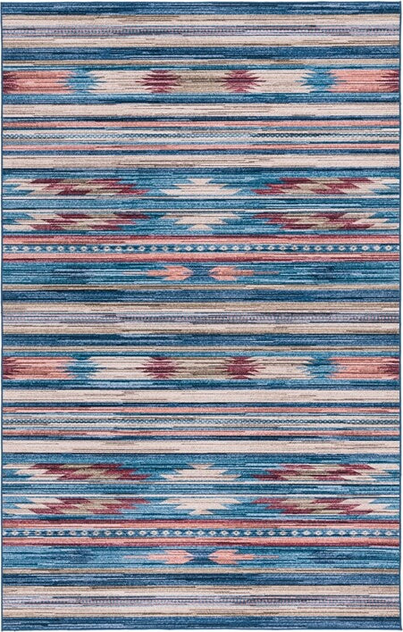 Safavieh Tucson TSN930 Blue / Rust Machine Washable Area Rug ...