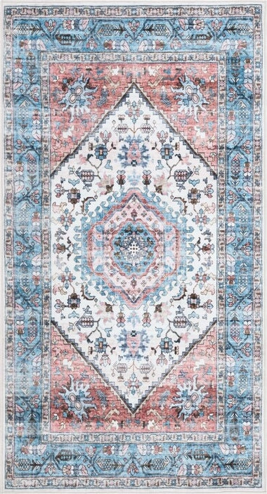 Safavieh Washable Printed Rug WPR322 Turquoise/Red Area