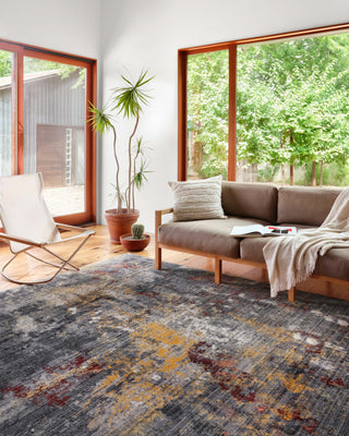 Loloi Samra SAM-03 Dark Grey / Spice Area Rug Lifestyle Image Feature