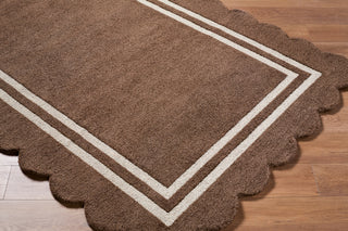 Livabliss Scalloped SCP-2300 Chocolate Area Rug Corner Shot