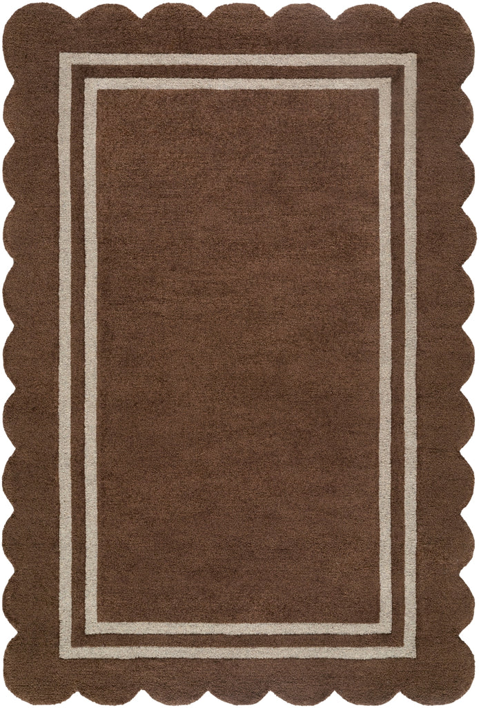 Livabliss Scalloped SCP-2300 Chocolate Area Rug Main