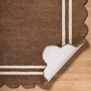 Livabliss Scalloped SCP-2300 Chocolate Area Rug Pile