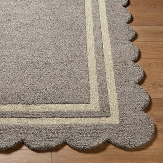 Livabliss Scalloped SCP-2304 Slate Gray Area Rug Corner