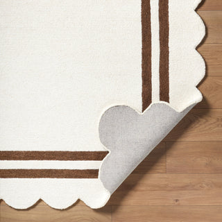 Livabliss Scalloped SCP-2305 Ivory Area Rug Backing