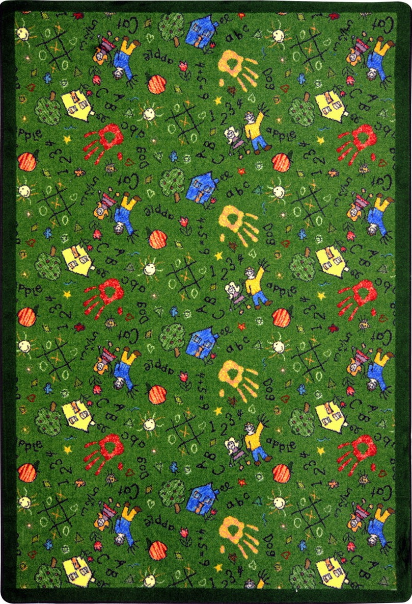 Joy Carpets Playful Patterns Scribbles Green Area Rug