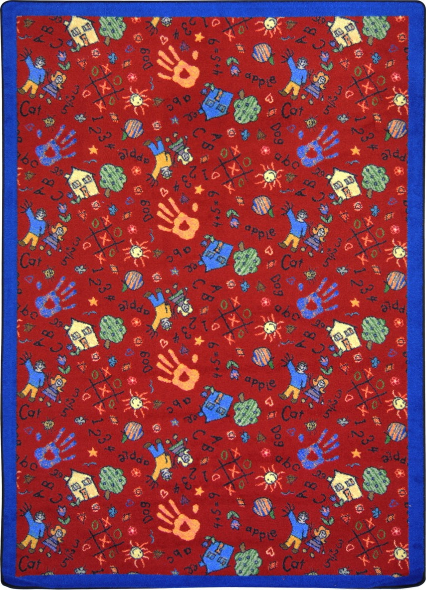 Joy Carpets Playful Patterns Scribbles Red Area Rug