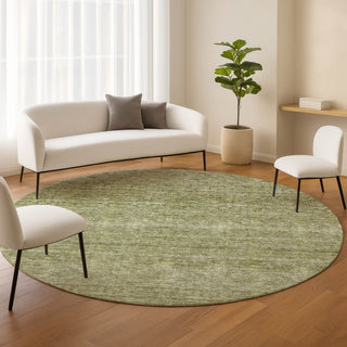 Dalyn Soft Essentials SE1 Aloe Machine Washable Area Rug Round Lifestyle Image Feature
