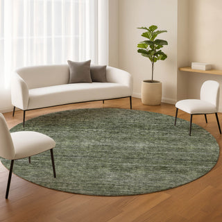 Dalyn Soft Essentials SE1 Basil Machine Washable Area Rug Round Lifestyle Image Feature