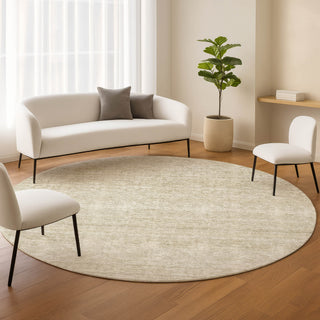 Dalyn Soft Essentials SE1 Beige Machine Washable Area Rug Round Lifestyle Image Feature