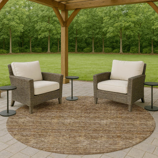 Dalyn Soft Essentials SE1 Brown Machine Washable Area Rug Round Outdoor Lifestyle Image Feature