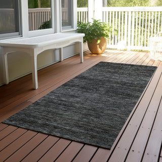 Dalyn Soft Essentials SE1 Charcoal Machine Washable Area Rug Runner Outdoor Lifestyle Image Feature