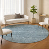 Dalyn Soft Essentials SE1 Denim Machine Washable Area Rug Round Lifestyle Image Feature