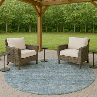 Dalyn Soft Essentials SE1 Denim Machine Washable Area Rug Round Outdoor Lifestyle Image Feature