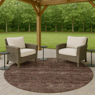 Dalyn Soft Essentials SE1 Fudge Machine Washable Area Rug Round Outdoor Lifestyle Image Feature