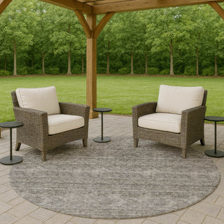 Dalyn Soft Essentials SE1 Gray Machine Washable Area Rug Round Outdoor Lifestyle Image Feature