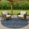 Dalyn Soft Essentials SE1 Navy Machine Washable Area Rug Round Outdoor Lifestyle Image Feature