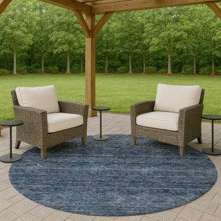 Dalyn Soft Essentials SE1 Navy Machine Washable Area Rug Round Outdoor Lifestyle Image Feature