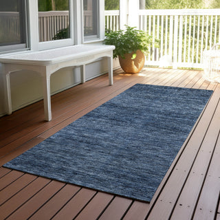 Dalyn Soft Essentials SE1 Navy Machine Washable Area Rug Runner Outdoor Lifestyle Image Feature