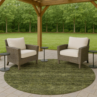 Dalyn Soft Essentials SE1 Olive Machine Washable Area Rug Round Outdoor Lifestyle Image Feature