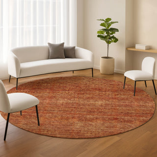 Dalyn Soft Essentials SE1 Paprika Machine Washable Area Rug Round Lifestyle Image Feature