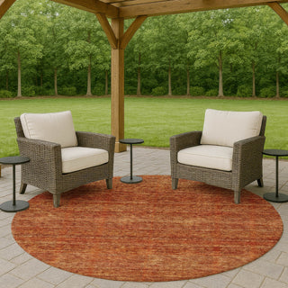 Dalyn Soft Essentials SE1 Paprika Machine Washable Area Rug Round Outdoor Lifestyle Image Feature