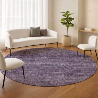 Dalyn Soft Essentials SE1 Plum Machine Washable Area Rug Round Lifestyle Image Feature